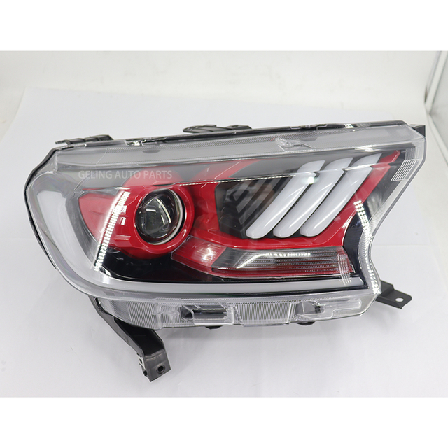 مصباح رأس جهاز عرض LED باللون الأحمر والأسود طراز موستانج لسيارة Ford Ranger 2014-2017